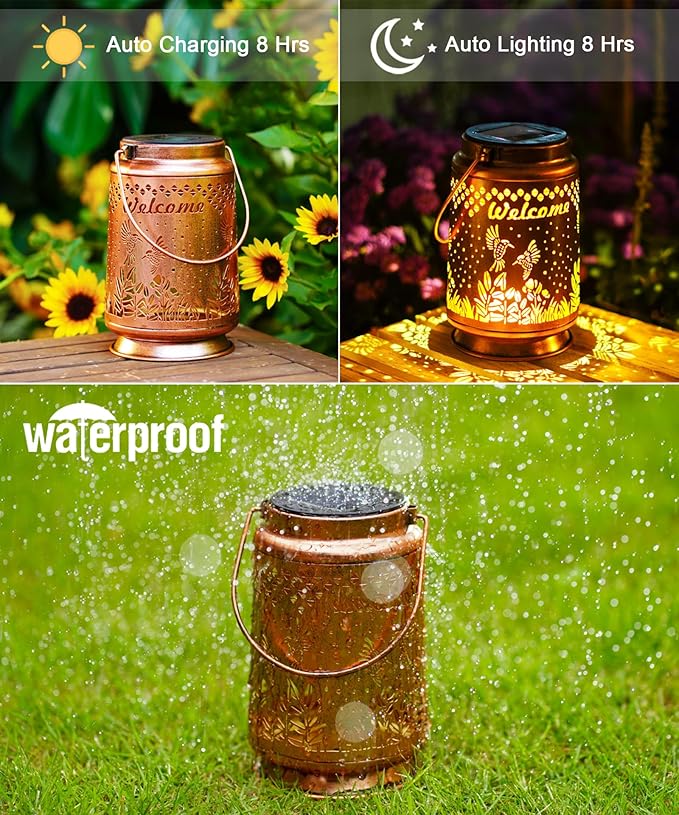 Nacome Bird Solar Lantern for Garden Decor: Waterproof Hanging Metal Decoration with LED Lights for Yard Lawn Porch Patio Landscape Pathway โ Birthday Gifts for Mom Grandma Women
