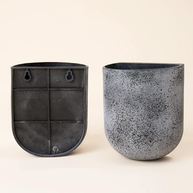 LA JOLIE MUSE Wall Hanging Planters for Indoor Plants,Hanging Flower Pots for Air Plants Succulent, Set of 2, 6 Inch, Rock Gray