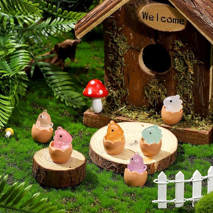 Libima 100 Pcs Mini Resin Luminous Dinosaur Figures Glow in The Dark Dinosaur Miniatures Resin Tiny Animal Figurines for Fairy Landscape Garden Aquarium Dollhouse Decor