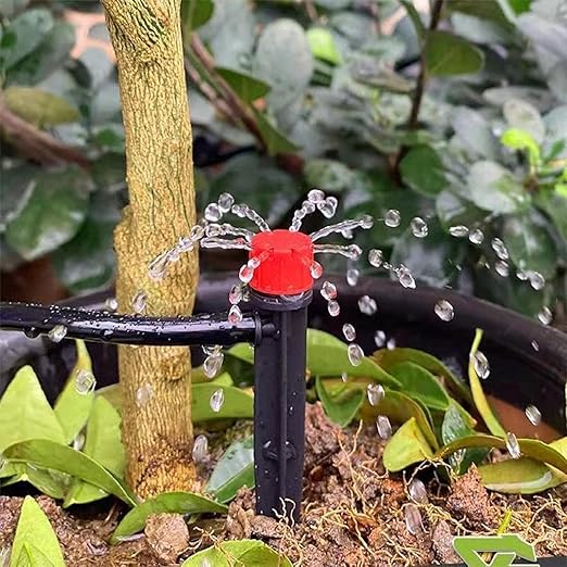 50pcs Drip Irrigation Emitters for 1/4" Irrigation Tubing,Adjustable 360 Degree Irrigation Dripper with 1/4" Barbed Coupling Fittings,Garden Drip Emitters for (4-7mm) Watering System Kit