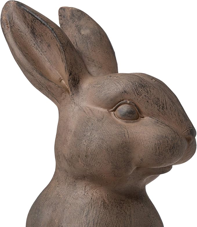 Glitzhome Rabbit Garden Statue Outdoor Standing Bunny Sculpture Lawn Decor, 22.75 Inch, Bronze