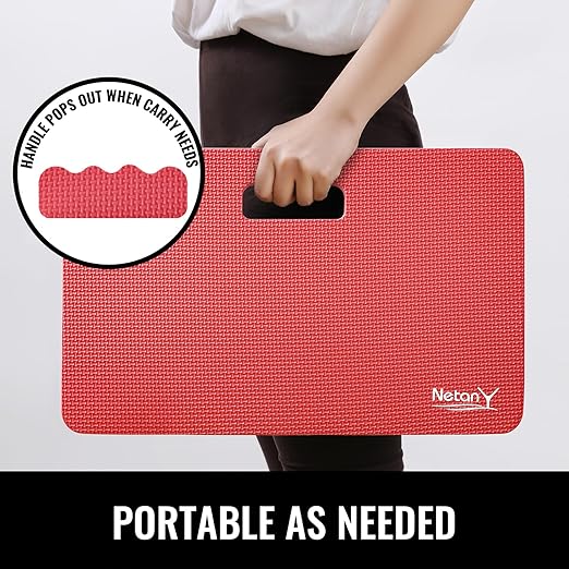 NETANY Extra Thick Kneeling Pad for Gardening, Comfortable Knee Pad Cushion, Extra Large Foam Kneeler Mat for Gardening, Baby Bath, Workout, Exercise & Yoga, Mechanic, 17.8 x 11 x 1.5 in, Red