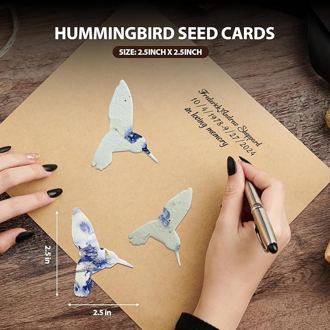 24pcs Hummingbird Seed Paper – Plantable Wildflower Packets for Weddings, Gifts, & Life Events (24 Hummingbird)