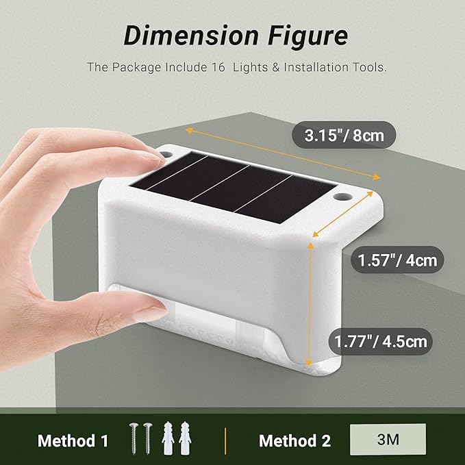 Solar Deck Lights Outdoor Waterproof 12Pack, Solar Powered Step Lights for Outside Stairs, Step, Fence, Yard, Patio, and Pathway(Warm White)