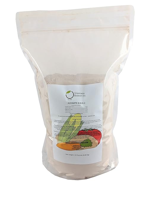 Greenway Biotech Azomite Rock Dust Volcanic Ash Organic Fertilizer with Micronutrient and Trace Minerals- Natural Mineral Soluble Plant Fertilizers for Enhances and Increases Crop Yield (15 Pounds)