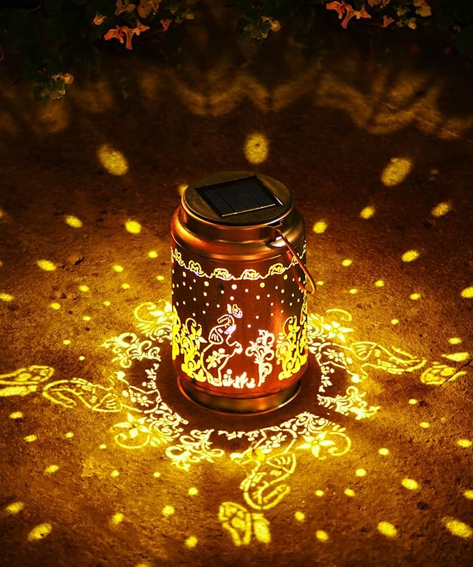 Nacome Elephant Solar Lantern for Garden Decor: Waterproof Hanging Metal Decoration with LED Lights for Yard Lawn Porch Patio Landscape Pathway โ Birthday Gifts for Mom Grandma Women