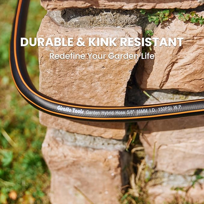 Giraffe Tools Leader Hose 2ft x 5/8", Short Water Hose Heavy Duty, Lightweight, Flexible Hybrid Hose with Swivel Handle, Male to Female Fittings