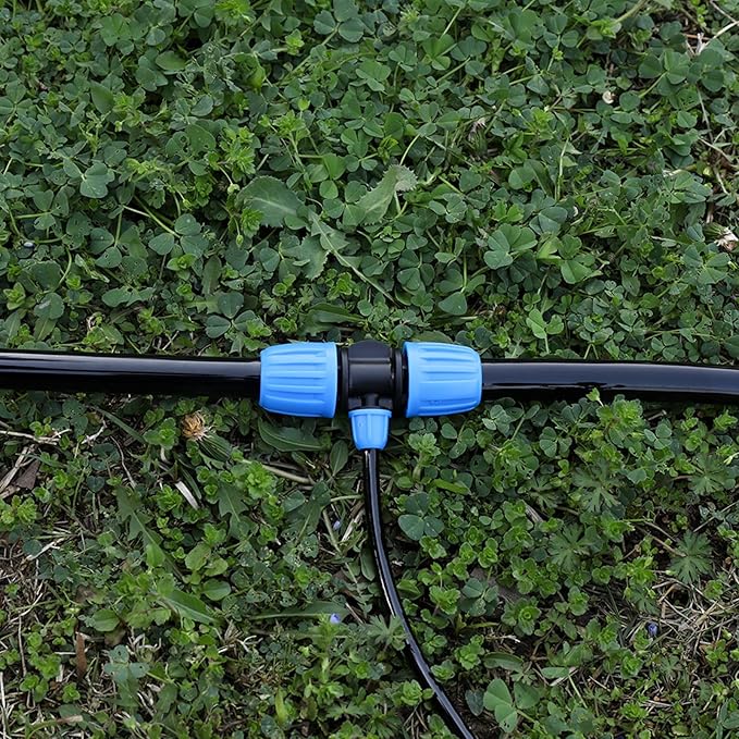 10 Pcs Barbed Tee 1/2 inch Tubing (1/2" ID x0.6-0.63" OD) 16mm to 1/4 inch Irrigation Tube Anti-Drop Quality Fitting (3-Way Lock Buckle Blue)