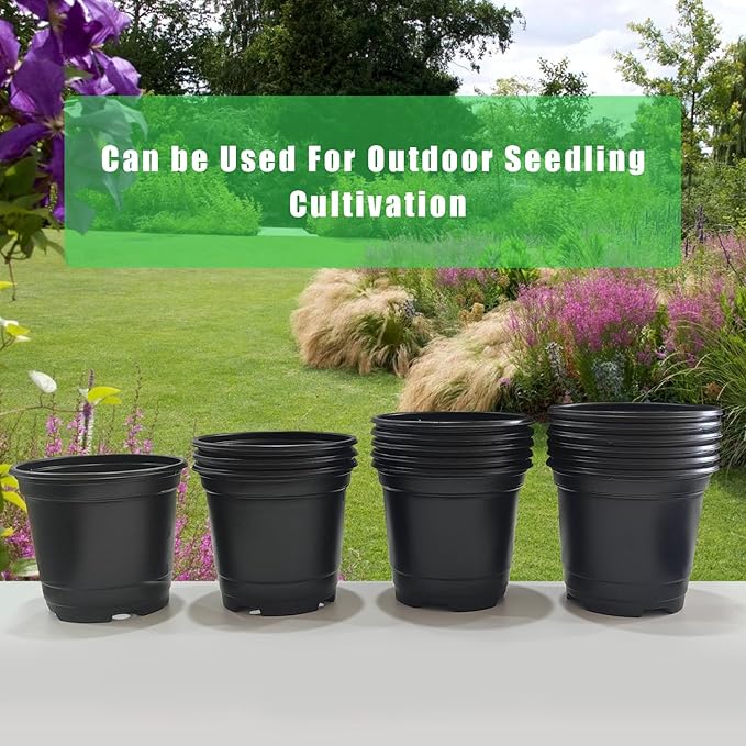 10CM Black Seedling Pots 4 inch Thick Nursery Pots 50 Pcs, Soft and Sturdy Seeds Starter Pots(50Pack,Black)