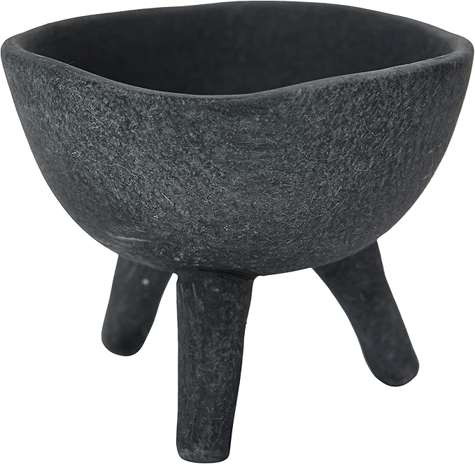 Creative Co-Op Boho Terracotta Footed Planter, Matte Black