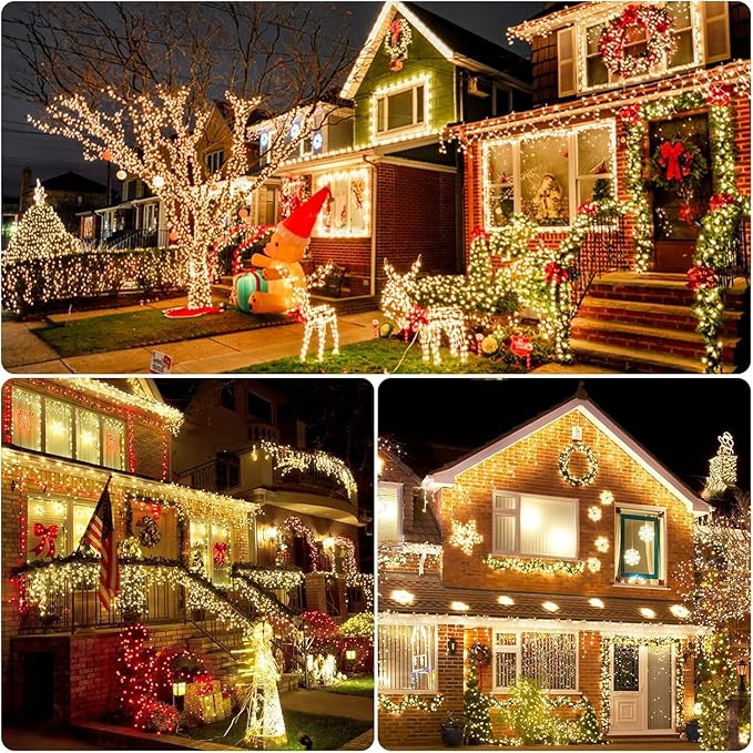 Solar String Lights Outdoor Waterproof - 85FT 240 Led Solar Lights Outdoor String with 8 Modes - Solar Powered String Lights Tree Lights Outdoors for Patio Yard Garden Party Decorations, Warm White