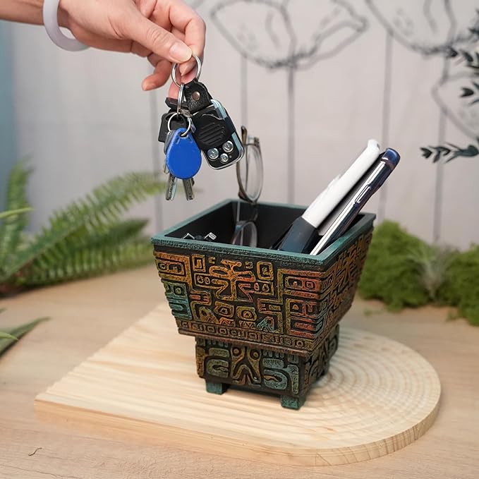 Mystic Butterfly Self Watering Pots for Indoor Plants, Resin 6 Inch Plant Pot, Boho Flower Pots with Drainage Unique Planters for Outdoor Plants with Hidden Safe Pen Holder for Desk Home Decor