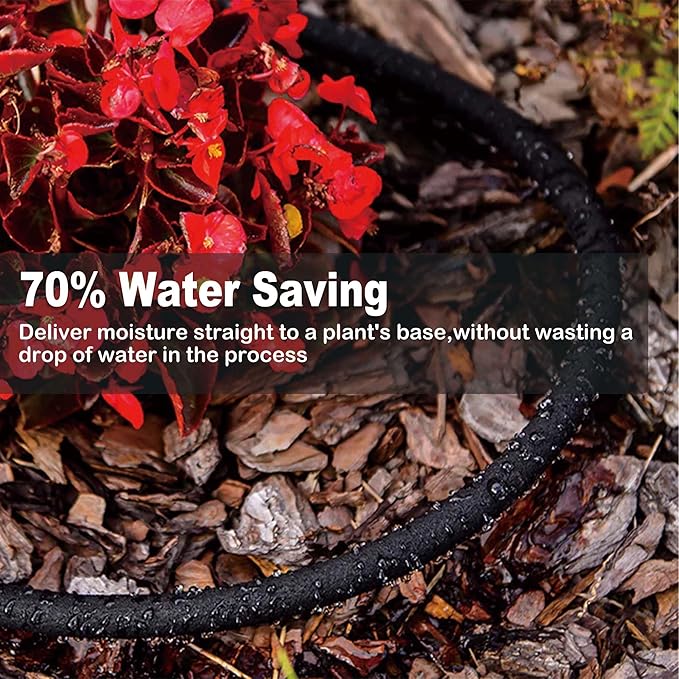 Durable Soaker Hose for Garden: 1/2" Diametere with Drip Irrigation Fittings Kit - Save 70% Water For Lawn/Flower beds/Vegetable (50FT)