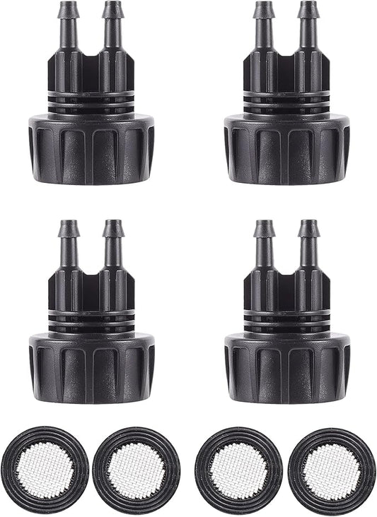 Inner 3/4 inch to Double 1/4 Pipe Joint with Four Black Strainer 6-Point Washers,Garden Irrigation System Used in Gardens,Lawns