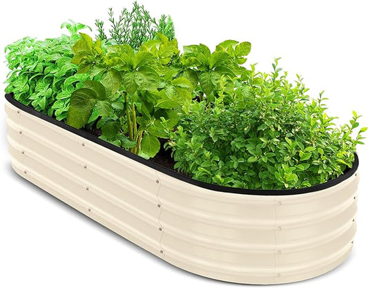 Utopia Home Galvanized Raised Garden Bed, 4ft x 2ft Lightweight Planter Boxes Outdoor with Easy Assembly, Large Garden Bed for Vegetables, Fruits, Flower - Beige