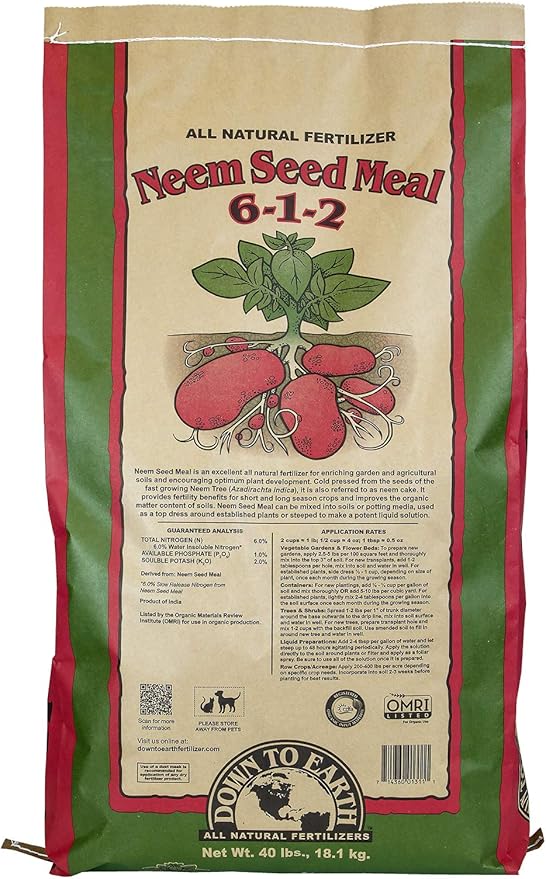 Down to Earth Organic Neem Seed Meal Fertilizer Mix 6-1-2, 40 lb