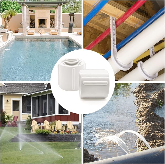 10 PCS PVC Threaded Pipe, 1" Female Pipe Coupling,PVC Pipe Connectors,PVC Pipe Fitting for Sprinkler,Irrigation,Swimming Pools