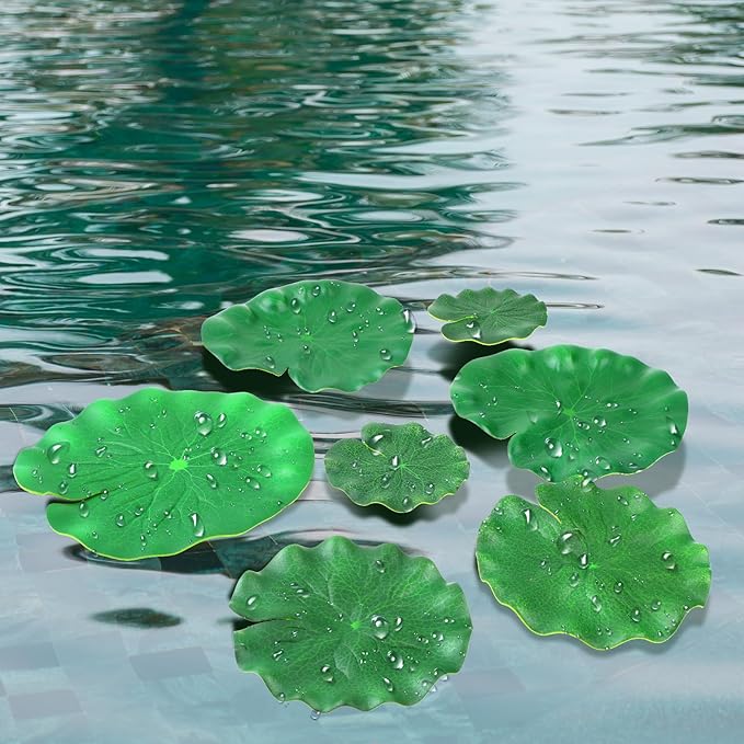 10Pcs Floating Lily Pads for Ponds, 5 Sizes Fake Lily Pads, Artificial Lily Pads for Ponds, Realistic Lotus Leaves Decorative, EVA Foam Lily Pads for Pool Fountain Garden Aquarium Decor