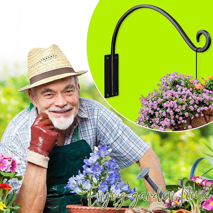 AJART Hanging Plant Hanger Outdoor: 16-Inch Bird Feeder Wall Hooks - Heavy-Duty Plant Bracket Hook for Hanging Flower Baskets