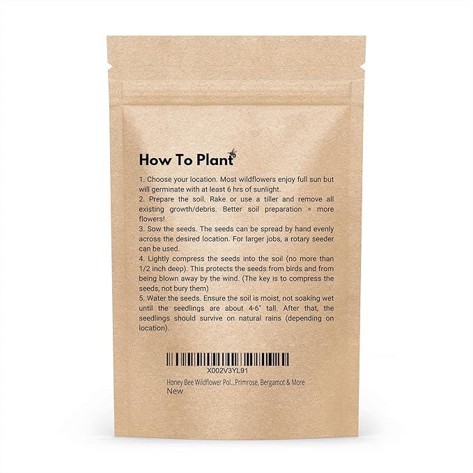 65,000+ Seeds Honey Bee Wildflower Pollinator Mix - Perennial & Annual Wild Flowers for Spring & Fall - Planting Outdoors to Save The Bees - California Poppy, Primrose, Bergamot & More