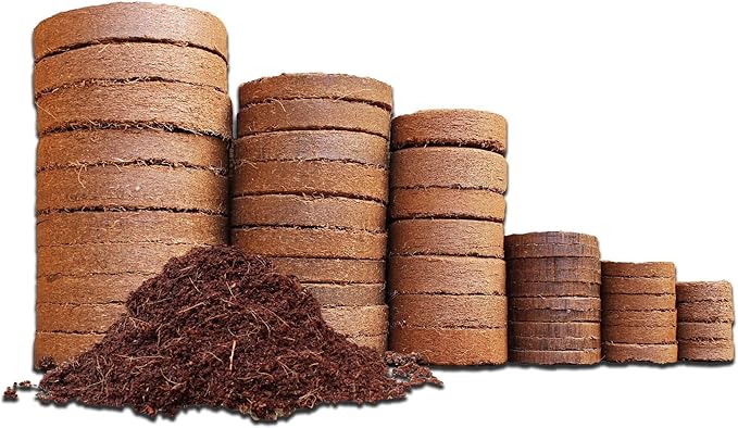 Coco Coir Discs (30mm 50-Pack) - Organic Coconut Coir Seed Starting Discs - Coconut Fiber Seedling Soil for House Plants, Potting Soil, & Indoor Plants - Organic Coco Coir for Plants & Potting Mix