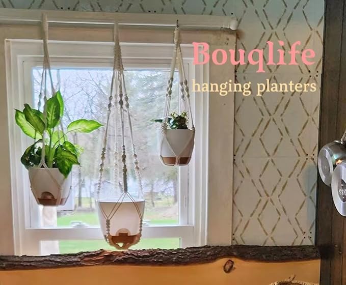 Hanging Planters with Macrame Plant Hangers for Indoor Outdoor Plants 3 Set Self Watering Pots Hanging Baskets Flower Pot Holders 3 Different Size