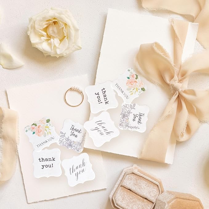20pcs Thank You Tags Seed Paper – Plantable Wildflower Packets for Weddings, Gifts, & Life Events (20 Square Assorted)