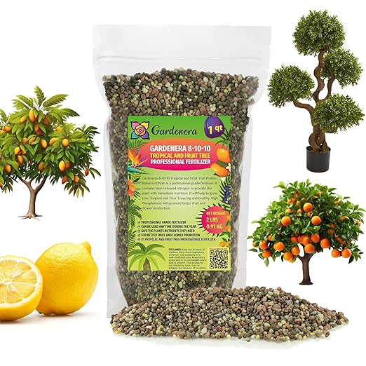 Premium 8-10-10 Fertilizer for Palm Trees, Citrus Plants and Other Tropical Plants by Gardenera - Boost Biomass and Enhance Leaf Color - 1 Quart