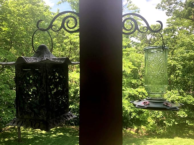 6-Inch Outdoor Indoor Decorative Iron Lantern Wall Hooks Hangers for Hanging Wind Chimes Hummingbird Feeders Candle Holders(Black, Set of 2)