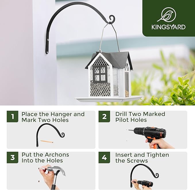 Kingsyard 2-Pack Wall Plant Hanger Outdoor - Heavy Duty Metal Hanging Bracket Hooks for Hanging Plant, Bird Feeders, Lanterns, Wind Chimes Outdoor & Indoor, 8-Inch/Black