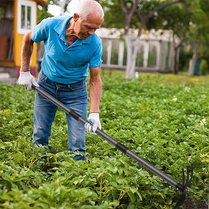Cultivator Hoe Garden Tool, 30.7 inch Stainless Steel Long Handle Heavy Duty Gardening Tools,Extended Reach Double Hoes Suitable for Digging Loosening