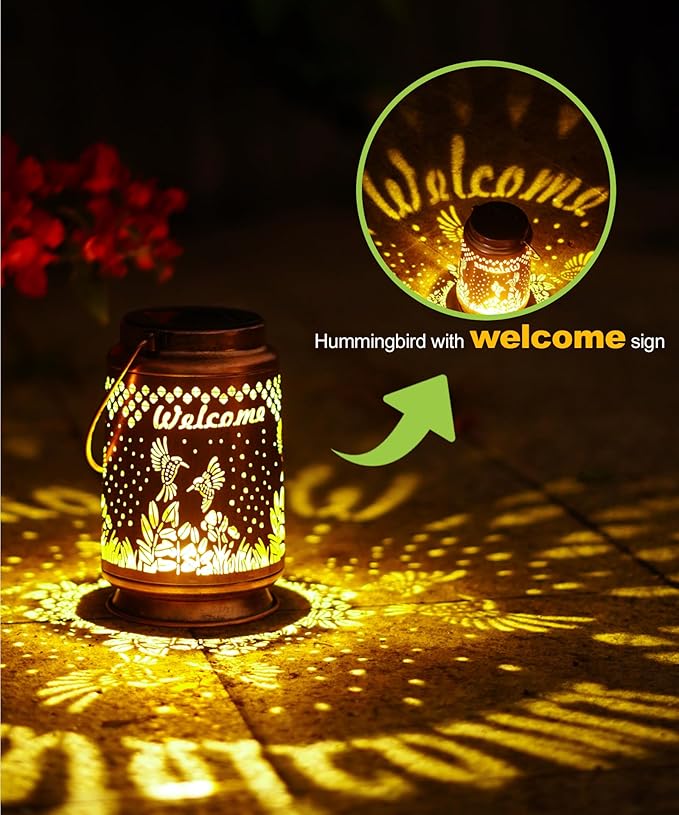 Nacome Bird Solar Lantern for Garden Decor: Waterproof Hanging Metal Decoration with LED Lights for Yard Lawn Porch Patio Landscape Pathway โ Birthday Gifts for Mom Grandma Women