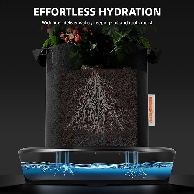 Spider Farmer 2025 Newest Gravity-Fed Self-Watering System No Power Needed, 4-Pack Auto Watering System with 13 Gallon Reservoir, 4Pcs Water Delivery Fabric Pot Base for Indoor Plants, Grow Tents