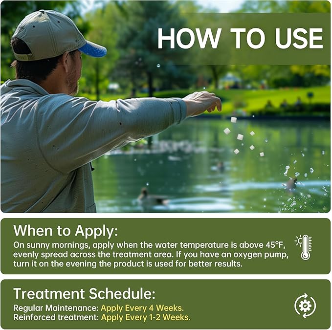 Muck Reducer - 15LB Natural Sludge Solution Tablets for Ponds & Lakes, Away Muck & Odor Control, Safe for Aquatic Life, Wildlife & Recreation, Treats Up to 90,000 Sq Ft