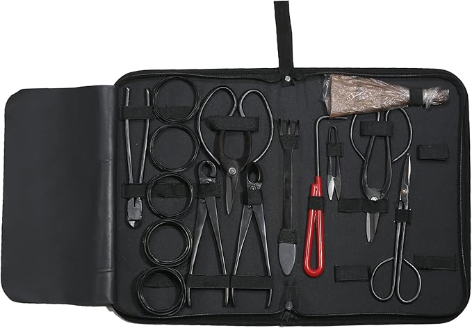 Bonsai Tool Kit 10PCS Set Carbon Steel Shear Cutter Scissor Wire Plant Gardening Nylon Case
