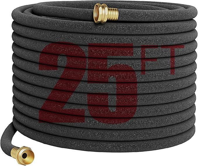 Soaker Hose 25 FT For Garden Beds,Heavy Duty Solid Brass Connector 1/2“ Ruber Drip Irrigation for Flower Bed&Yard,Landscaping