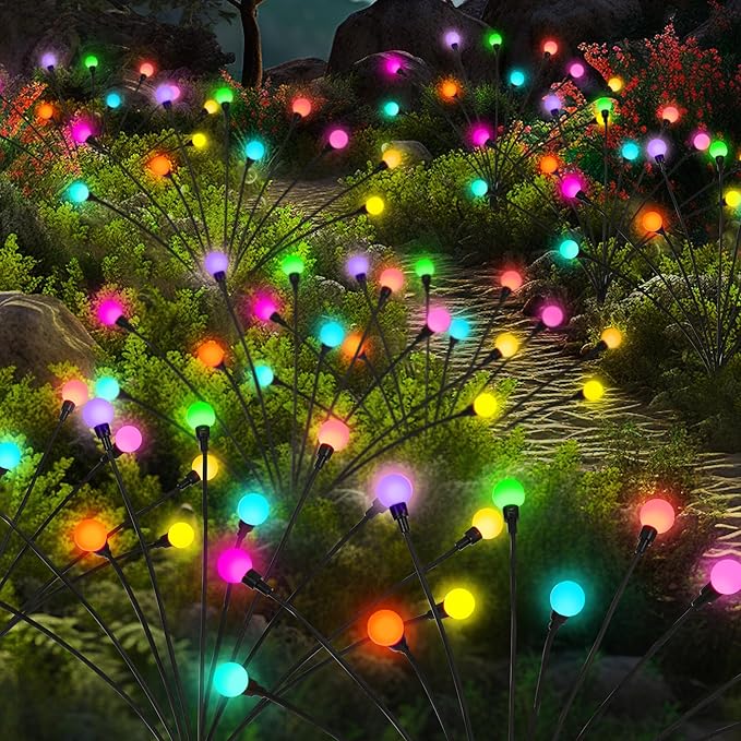 Solar Christmas Decoration, 80 LED Firefly Garden Lights Outdoor, Wind Sway Solar Lights for Yard Patio Pathway Decoration (8 Pack)