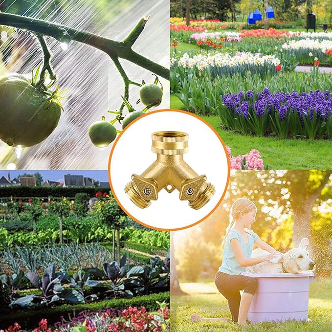 Heavy Duty Garden Faucet Splitter Hose Splitter (2-Way Brass)