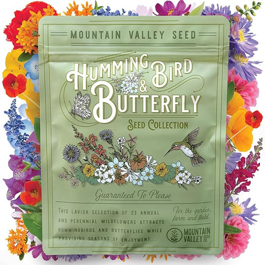 Wildflower Seeds Bulk, 2 Oz. 80,000+ Seeds, Butterfly and Hummingbird Seed Mix, 23 Non-GMO Varieties of Butterfly Garden Seeds for Planting - Hummingbird Flower Seeds, Butterfly Flower Seeds