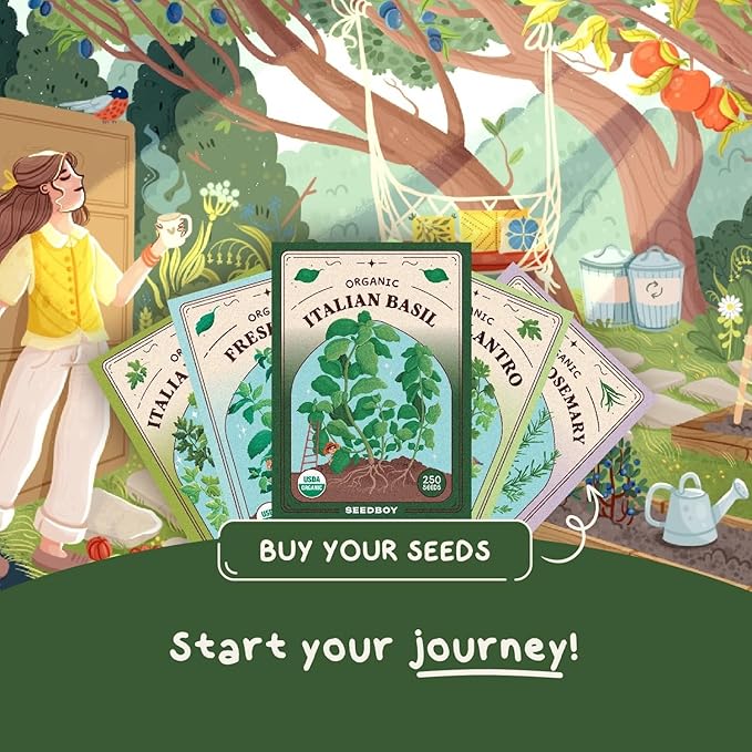 Organic Basil Herb Seeds for Indoor Gardening or Planting Outdoors, Non-GMO and USDA Certified Herb Seed Packets, 250 Seeds/1 gram (Genovese Basil)