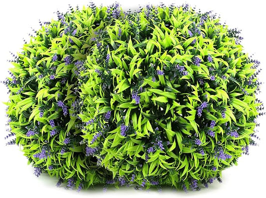 Sunnyglade 2 PCS 15 inch Artificial Plant Topiary Ball Faux Boxwood Decorative Balls for Backyard, Balcony,Garden, Wedding and Home Décor (Purple)