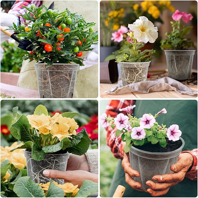 3.9-9.4 Inch Big Size Clear Nursery Pots with Drainage, 6 Sizes 30 Packs Nursery Garden Pots with 10 Plant Labels for Seedling Plants, Nursery Pots Variety for Indoor Outdoor Seed Starter Flower Pots