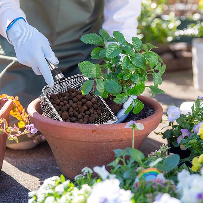 Adnee 4 Pcs Gardening Soil Sifter-5" W Garden Sieve Sifter with Handle (2/2.8/3.8/5 mm Mesh)-Portable Gardening Sifter for Gradening Sand Soil Dirt Compost