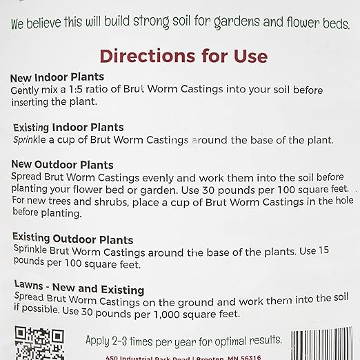 Brut Organic Worm Castings – 5 LB – Garden's Elixir for Thriving Blooms & Harvests!