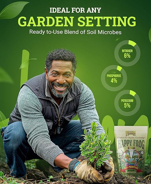 FoxFarm Happy Frog All Purpose Fertilizer - with Active Soil Microbes - Fast Acting Organic Gardening Plant Care - Nutrient Rich Plant Food Outdoor and Indoor – NPK 6-4-5 (4 lb (2 Pack))