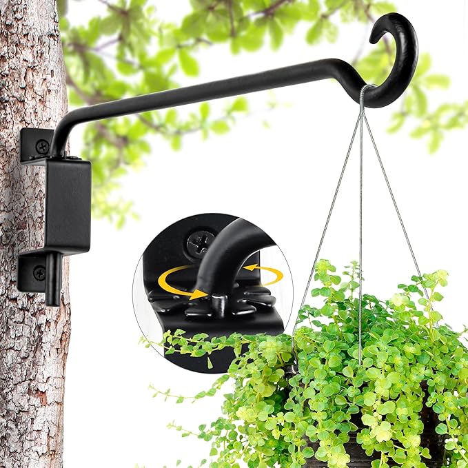 Qiang Ni Swivel Plant Hanger Bracket: Bird Feeder Hanger for Outdoor Wall Mount (12 - B-2pcs, 12 Inch)