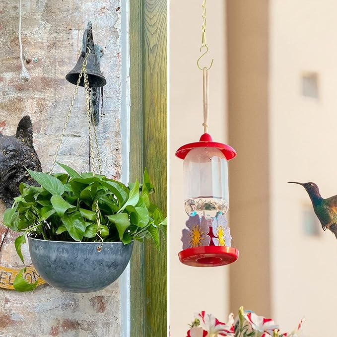 RIFNY Gold Hanging Chains with Hooks, 10 Pieces 24 Inch Chain for Hanging Bird Feeders Planters Baskets Billboards Lanterns Wind Chimes Ornaments Outdoor/Indoor Use (24 inch 10pcs)