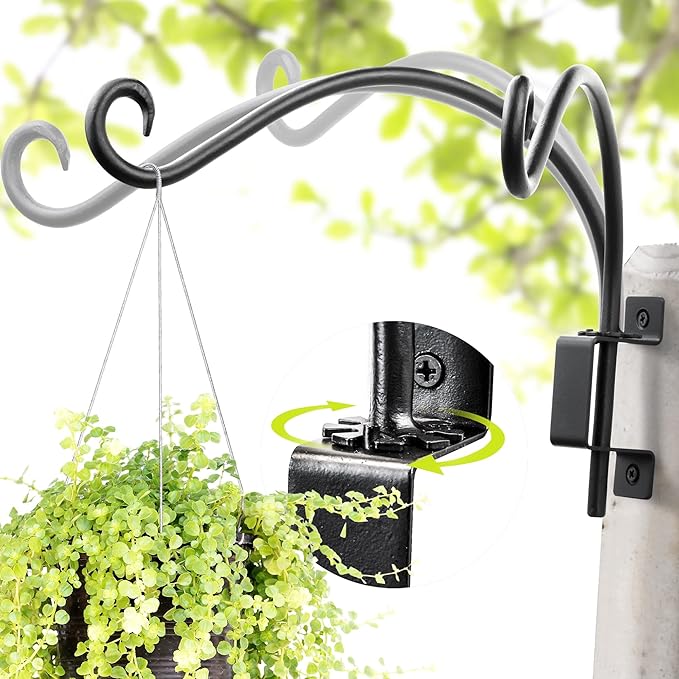 Qiang Ni Swivel Plant Hanger Bracket: Bird Feeder Hanger for Outdoor Wall Mount (12 - A, 12 Inch)