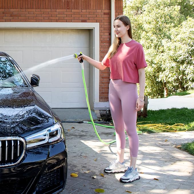 Fevone 100 ft Garden Hose, Heavy Duty Water Hose, Hybrid Polymer, Kink Resistance, Flexible, Durable, Leak Free, Aluminum Fittings, 3/4" GHT, 5/8" ID, 600 Psi, Drinking Water Safe