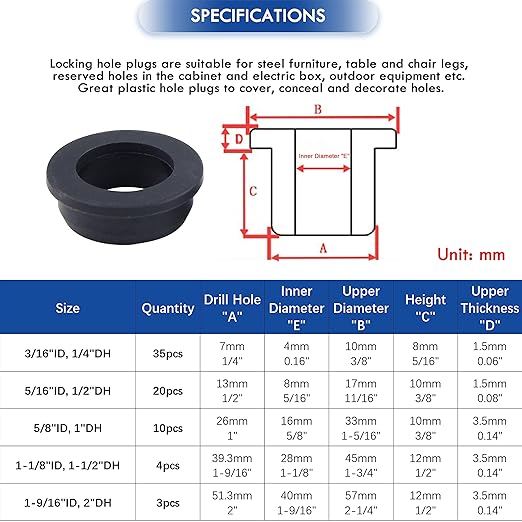 1 Inch Drill Hole, 5/8 Inch ID Silicone Rubber Grommets for Wiring, Automotive, Firewall Hole Plug, Top Hat Grommets for 5/8 Inch OD Vinyl Tubing in Hydroponic and Irrigation Systems, 10 Pack